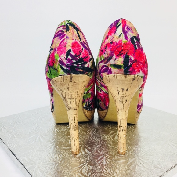 Charles Albert Sze 9 Heels Shoes Printed Floral - Picture 5 of 8